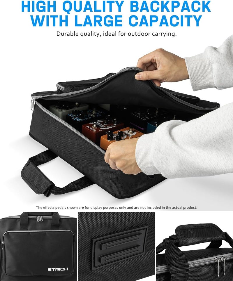 STRICH Guitar Pedal Board with Built-in Power Supply, Pedal Board 15 x 11" 2.17LB Lightweight Aluminum Alloy, PedalBoard with Pedal Cables, Bag, Hook Loop Strips PB-S15 - Image 5